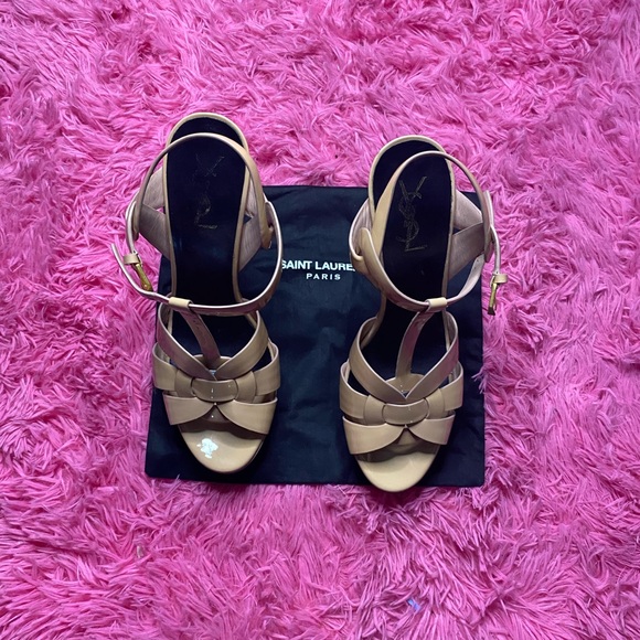 Saint Laurent Tribute T-strap Platform Sandals - Picture 5 of 8